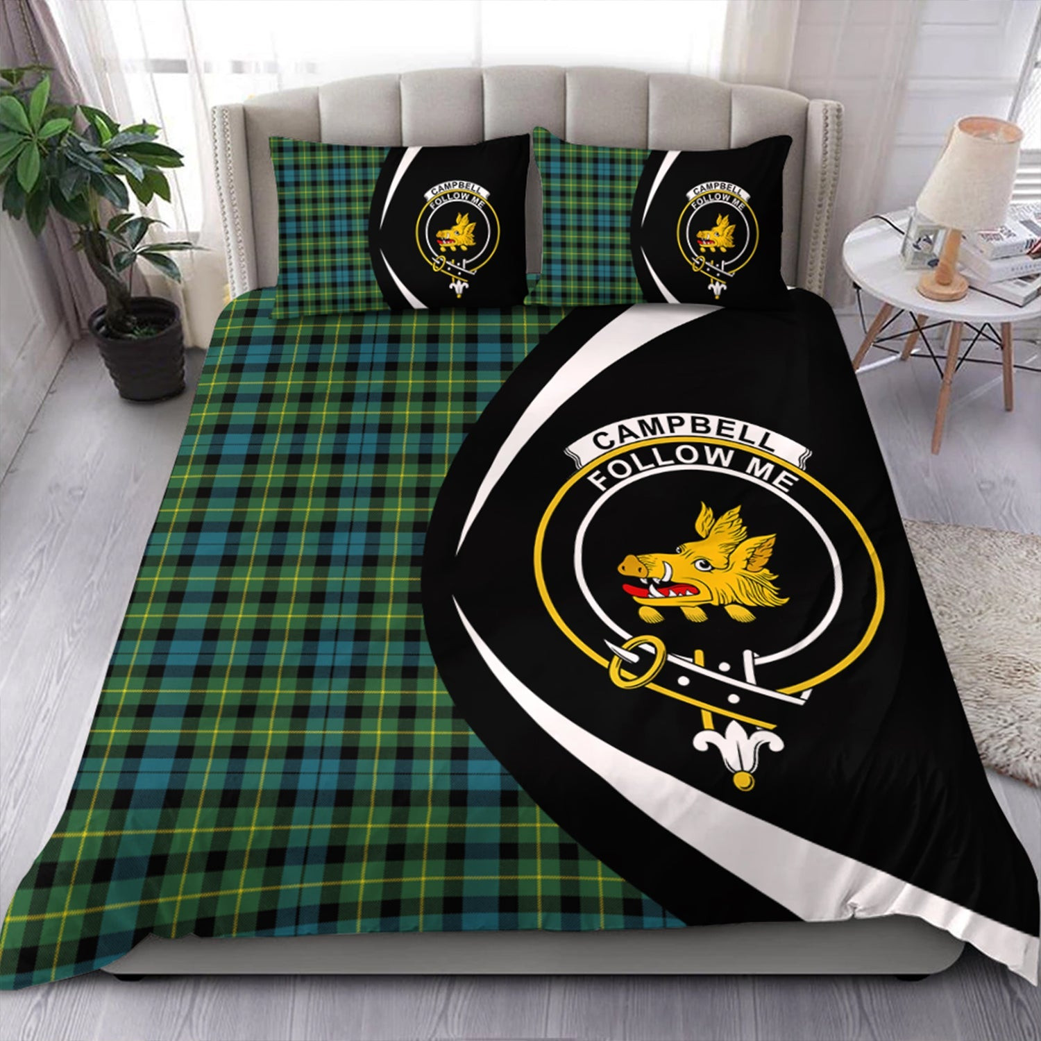 ScotsTee Shop Scottish Campbell of Breadalbane 1819 Ancient 2 Clan Badge Tartan Bedding Set Circle Style