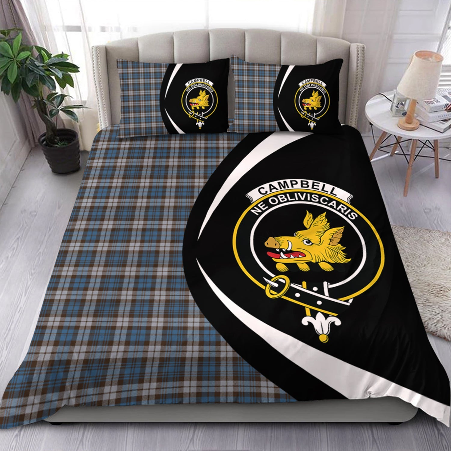 ScotsTee Shop Scottish Campbell of Inveraray Modern 2 Clan Badge Tartan Bedding Set Circle Style