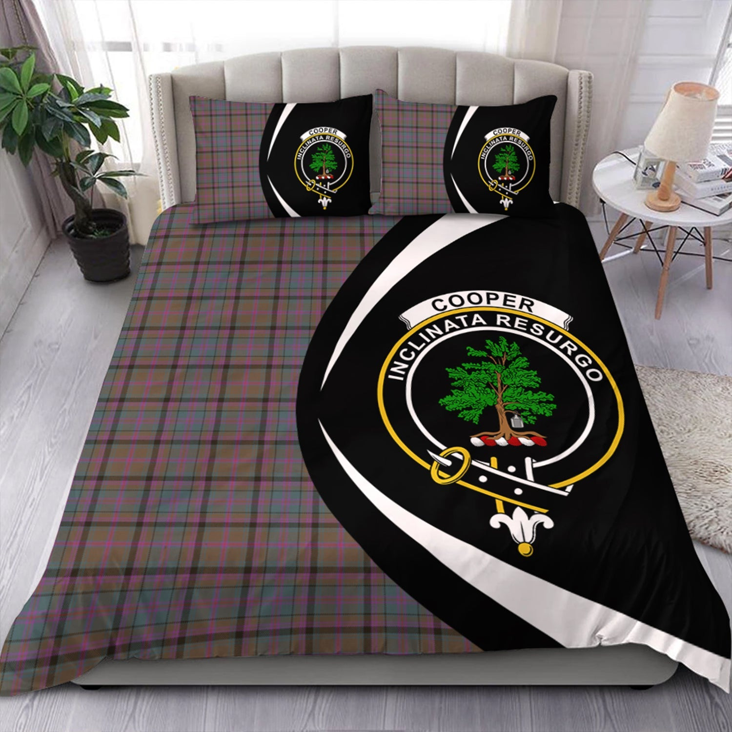 ScotsTee Shop Scottish Cooper Weathered Clan Badge Tartan Bedding Set Circle Style