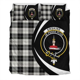 ScotsTee Shop Scottish Erskine Black & White Clan Badge Tartan Bedding Set Circle Style