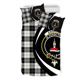 ScotsTee Shop Scottish Erskine Black & White Clan Badge Tartan Bedding Set Circle Style