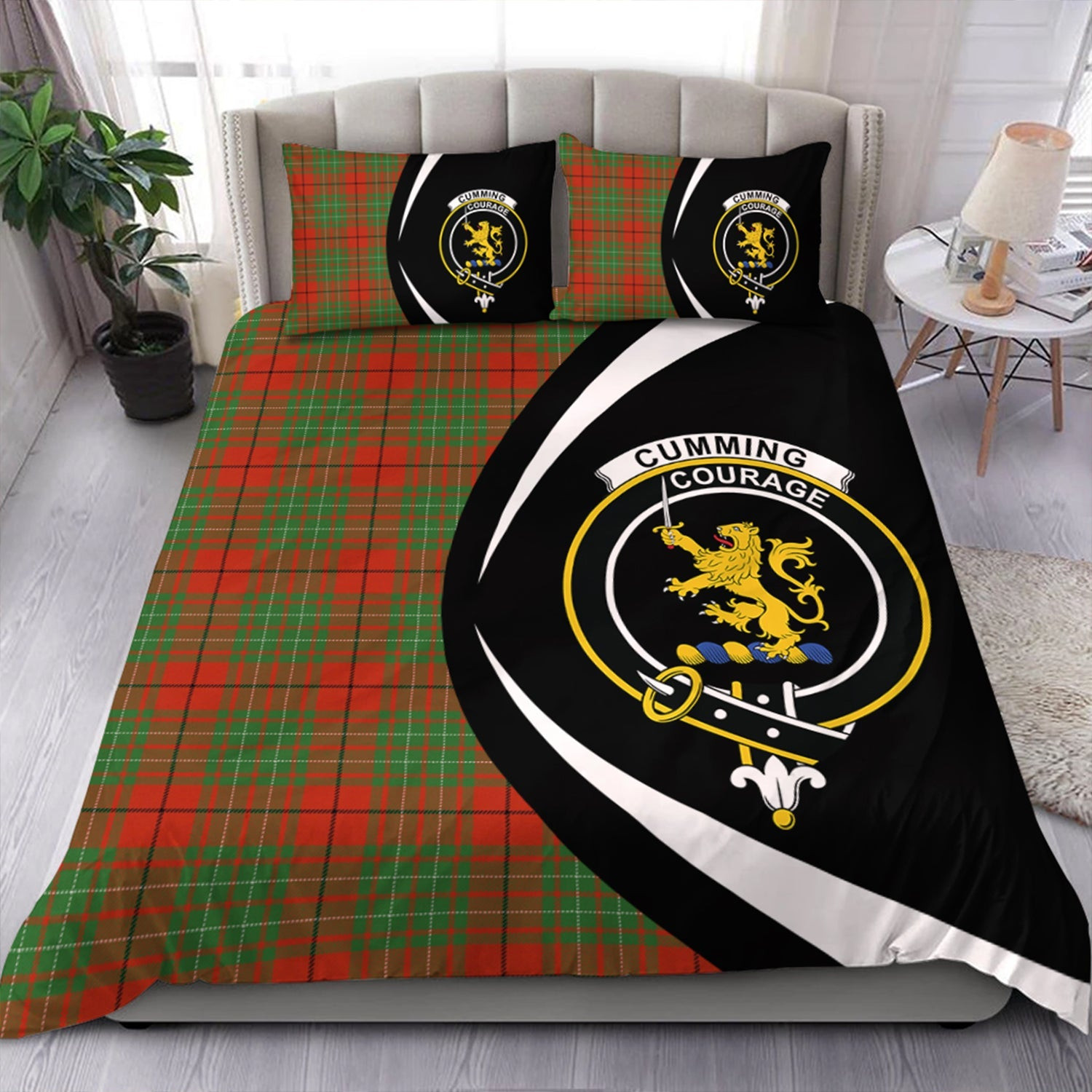 ScotsTee Shop Scottish Cumming (MacAulay #2) Ancient Clan Badge Tartan Bedding Set Circle Style