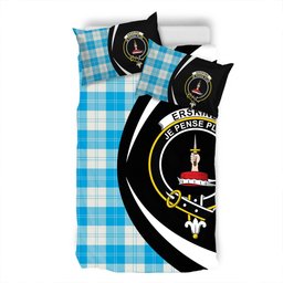 ScotsTee Shop Scottish Erskine Blue Clan Badge Tartan Bedding Set Circle Style