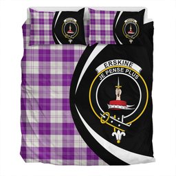 ScotsTee Shop Scottish Erskine Purple Clan Badge Tartan Bedding Set Circle Style