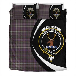 ScotsTee Shop Scottish Forbes of Druinnor Weathered Clan Badge Tartan Bedding Set Circle Style