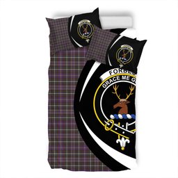 ScotsTee Shop Scottish Forbes of Druinnor Weathered Clan Badge Tartan Bedding Set Circle Style