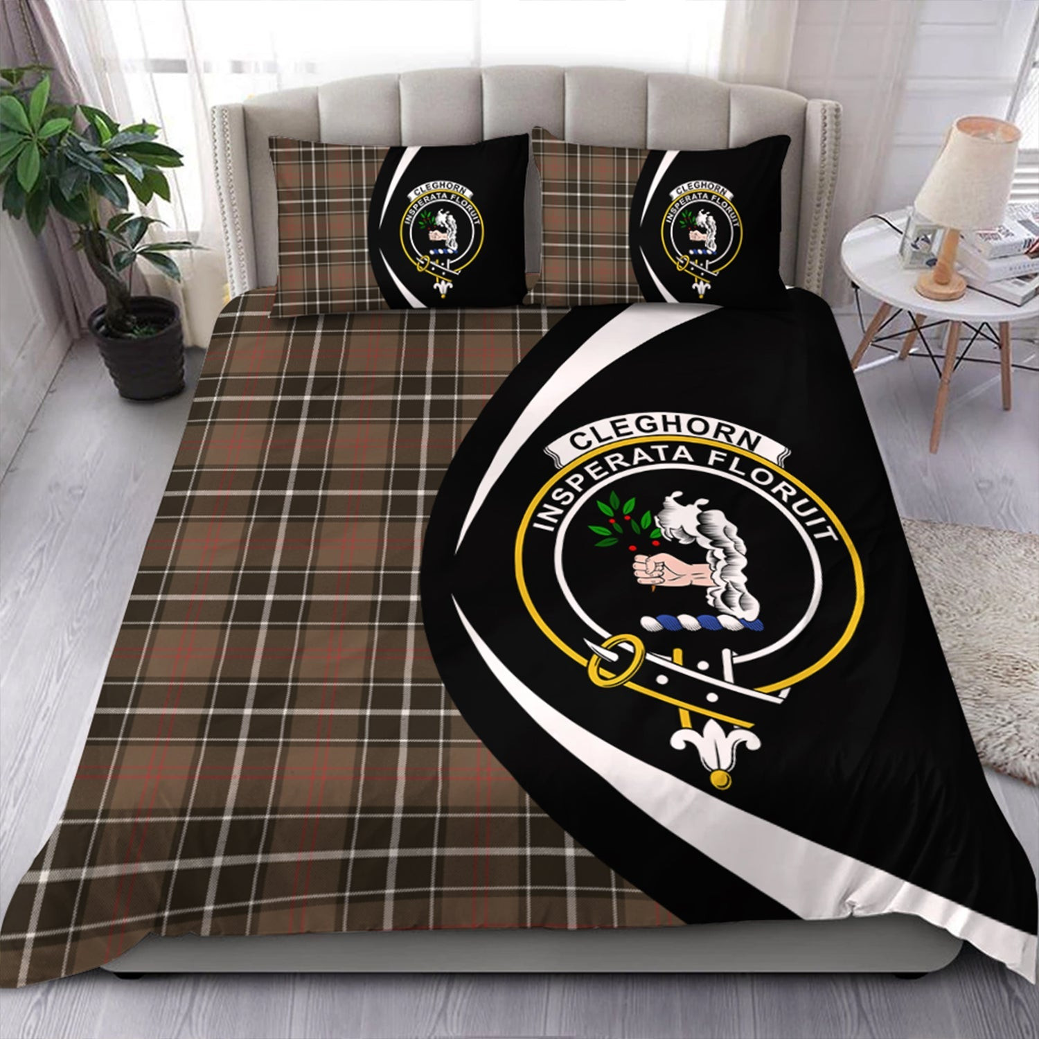 ScotsTee Shop Scottish Cleghorn Weathered Clan Badge Tartan Bedding Set Circle Style