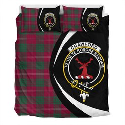 ScotsTee Shop Scottish Crawford Red Modern Clan Badge Tartan Bedding Set Circle Style