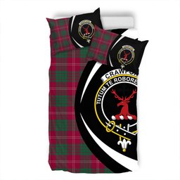 ScotsTee Shop Scottish Crawford Red Modern Clan Badge Tartan Bedding Set Circle Style