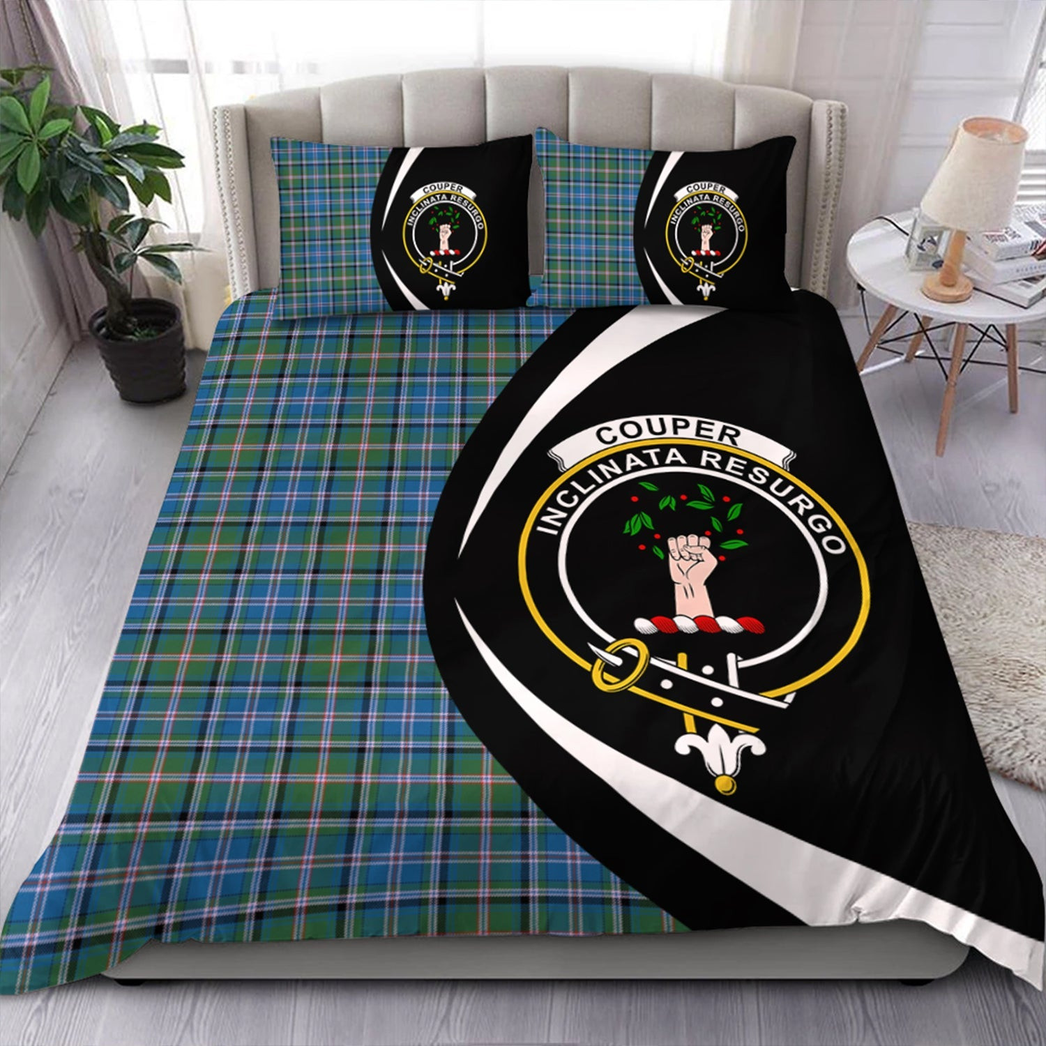 ScotsTee Shop Scottish Couper (Cooper) Ancient Clan Badge Tartan Bedding Set Circle Style