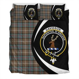 ScotsTee Shop Scottish Davidson of Tulloch Weathered Clan Badge Tartan Bedding Set Circle Style