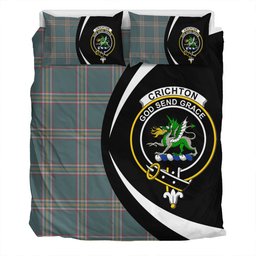 ScotsTee Shop Scottish Crichton (Creighton) Weathered Clan Badge Tartan Bedding Set Circle Style