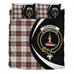 ScotsTee Shop Scottish Erskine Burgundy Clan Badge Tartan Bedding Set Circle Style