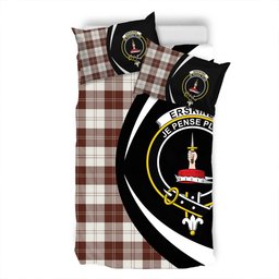 ScotsTee Shop Scottish Erskine Burgundy Clan Badge Tartan Bedding Set Circle Style