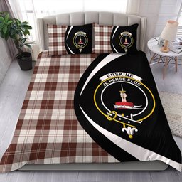 ScotsTee Shop Scottish Erskine Burgundy Clan Badge Tartan Bedding Set Circle Style