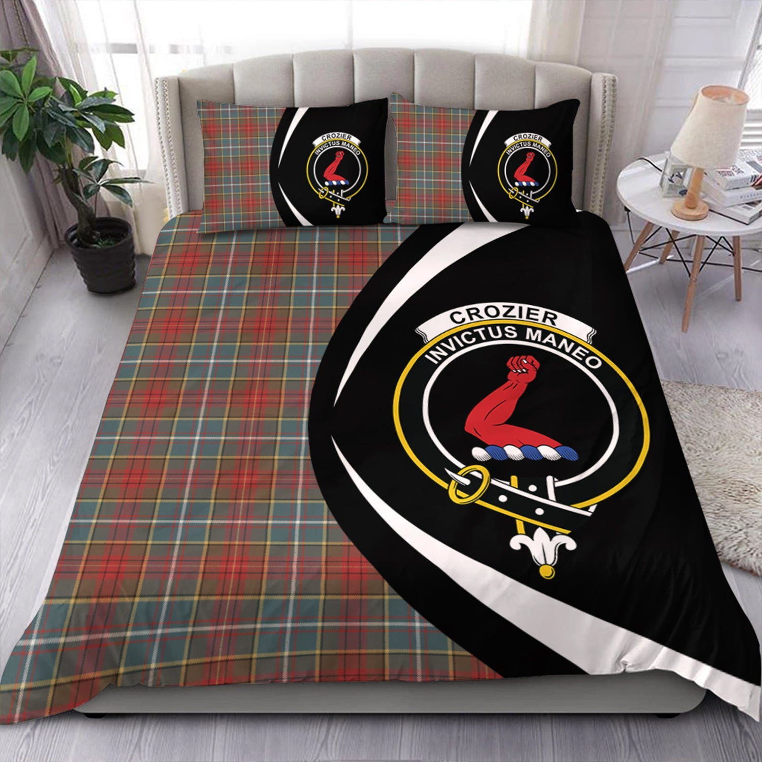 ScotsTee Shop Scottish Crozier Weathered Clan Badge Tartan Bedding Set Circle Style