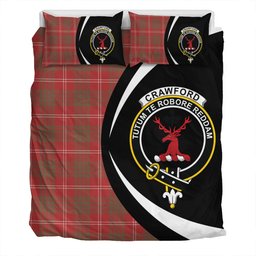 ScotsTee Shop Scottish Crawford Red Weathered Clan Badge Tartan Bedding Set Circle Style