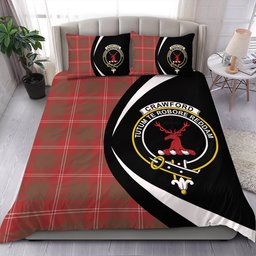 ScotsTee Shop Scottish Crawford Red Weathered Clan Badge Tartan Bedding Set Circle Style