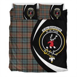 ScotsTee Shop Scottish Colquhoun (Cowans) Weathered Clan Badge Tartan Bedding Set Circle Style