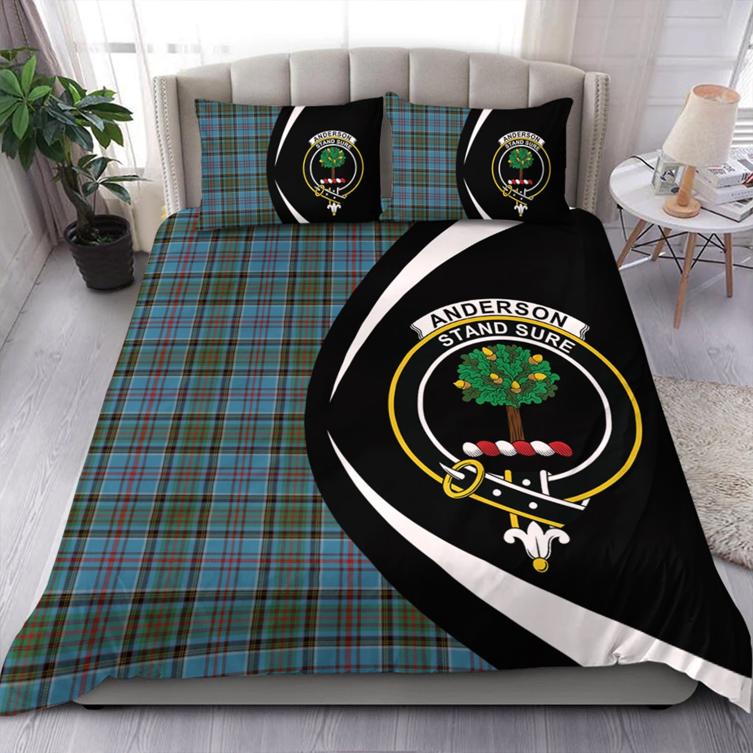 ScotsTee Shop Scottish Anderson Old Modern Clan Badge Tartan Bedding Set Circle Style