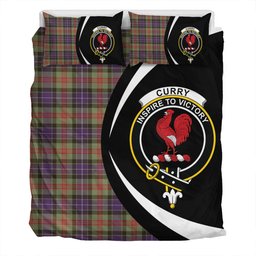 ScotsTee Shop Scottish Curry (Currie) Weathered Clan Badge Tartan Bedding Set Circle Style