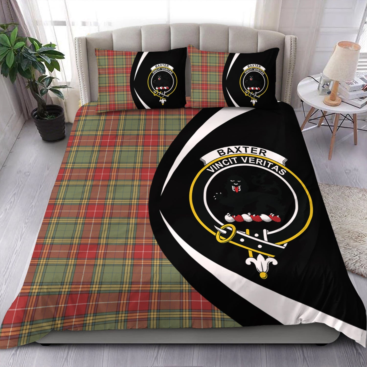 ScotsTee Shop Scottish Baxter Weathered Clan Badge Tartan Bedding Set Circle Style