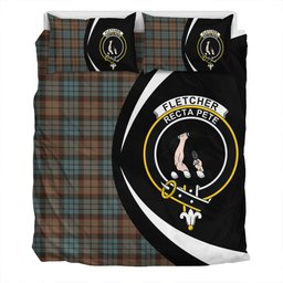 ScotsTee Shop Scottish Fletcher Family Weathered Clan Badge Tartan Bedding Set Circle Style