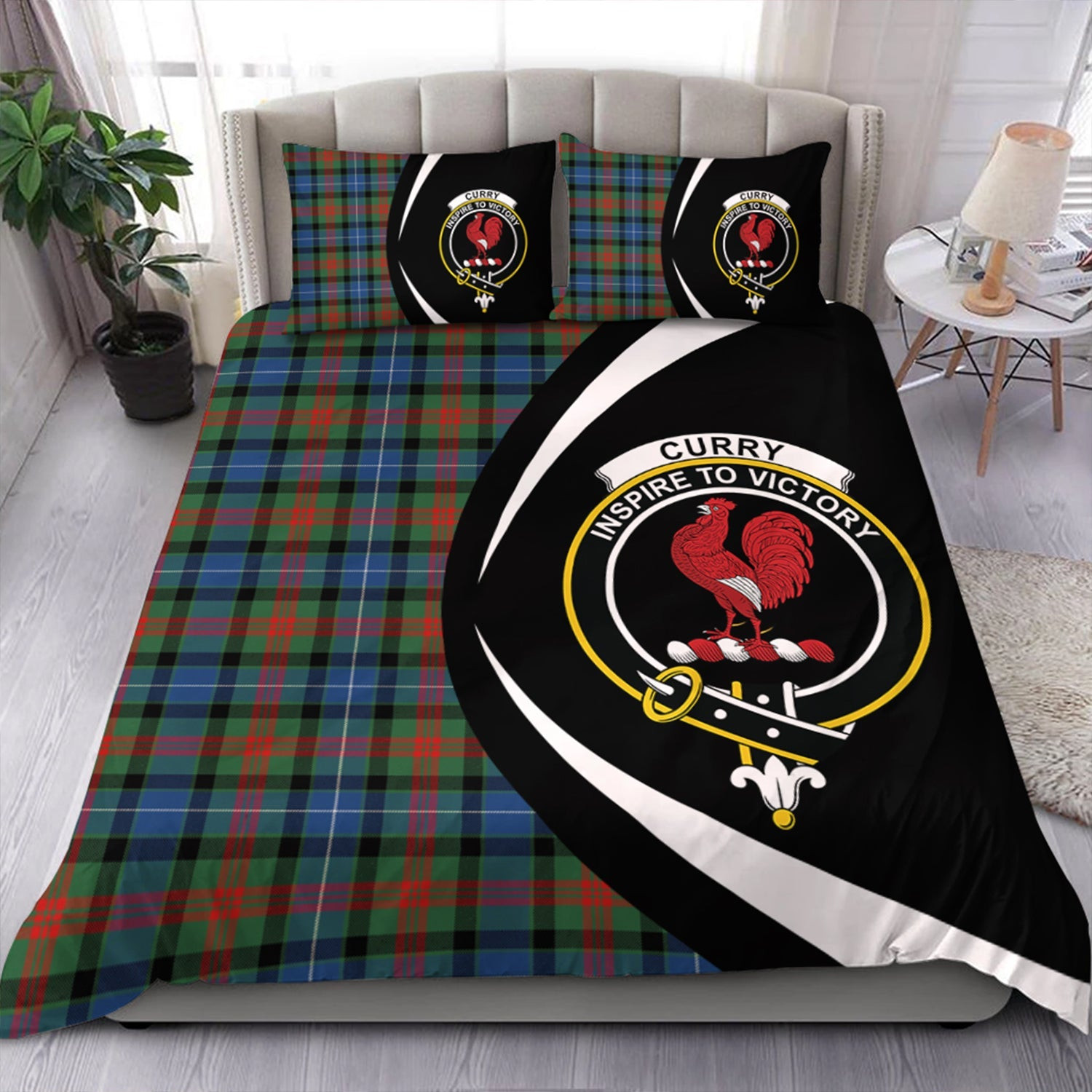 ScotsTee Shop Scottish Curry (Currie) Modern Clan Badge Tartan Bedding Set Circle Style