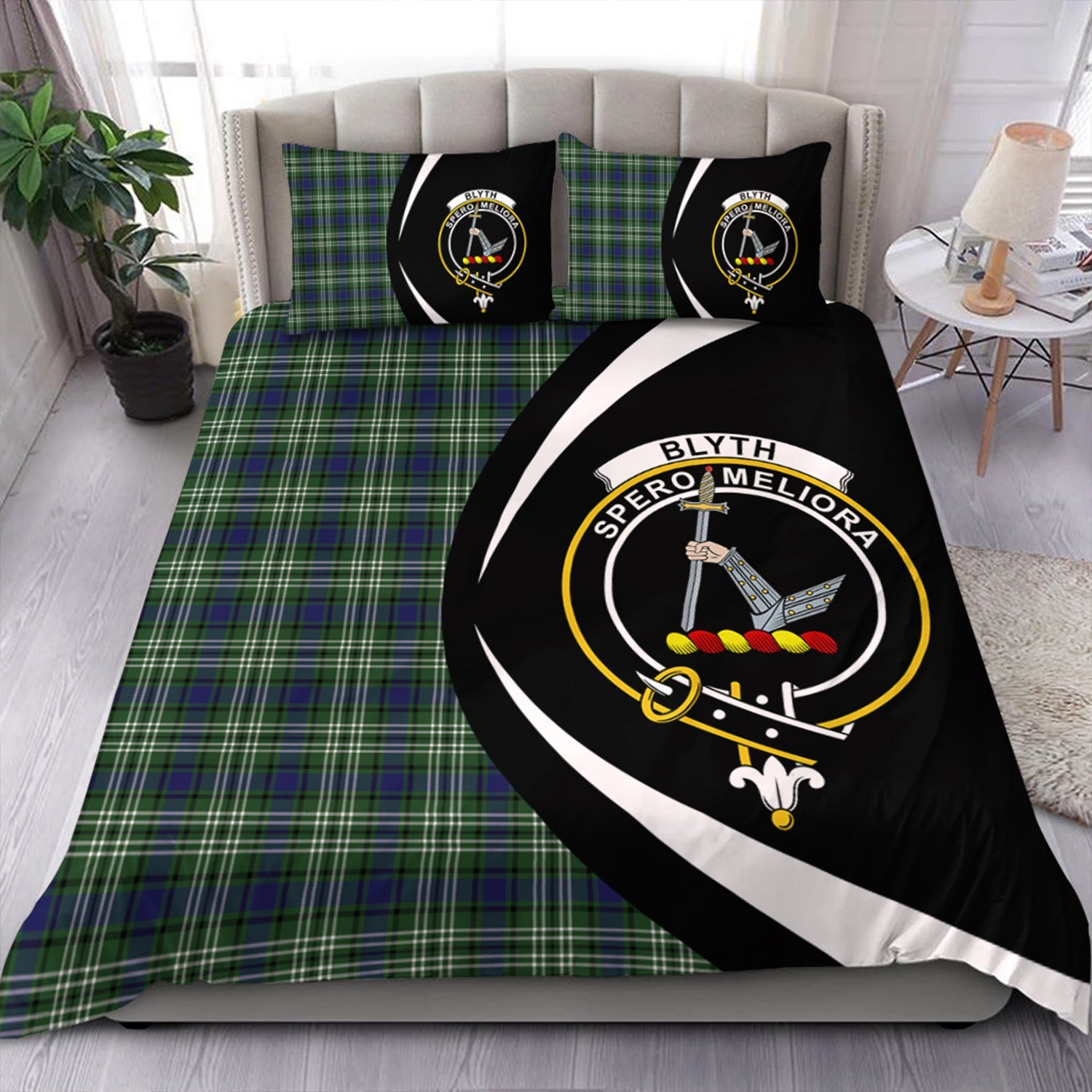 ScotsTee Shop Scottish Blyth Clan Badge Tartan Bedding Set Circle Style