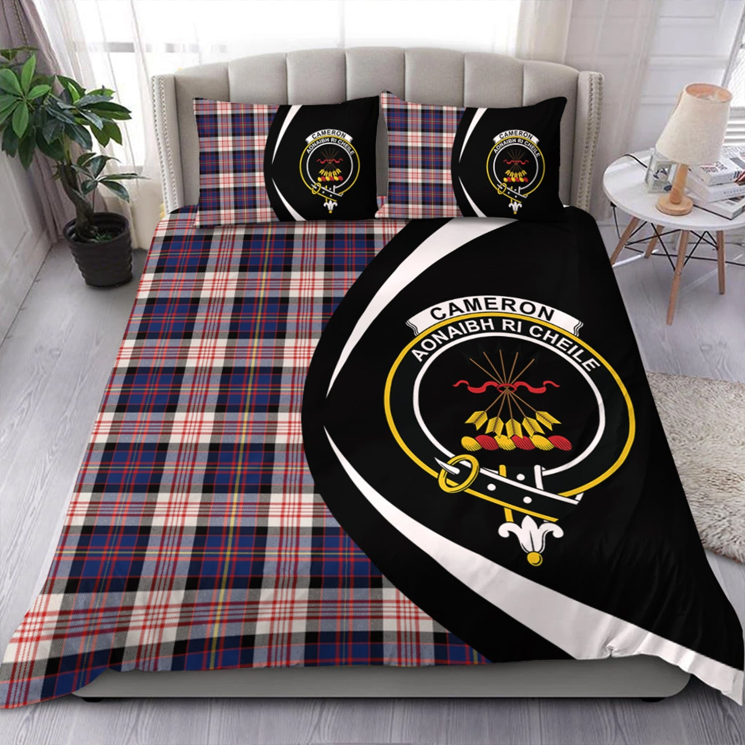 ScotsTee Shop Scottish Cameron of Erracht Dress #2 Modern 2 Clan Badge Tartan Bedding Set Circle Style