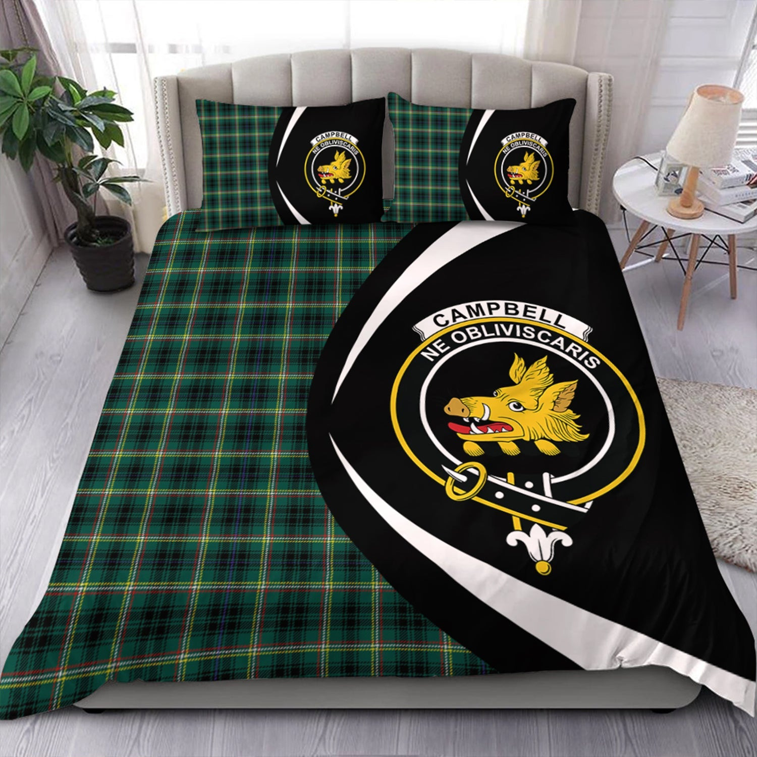 ScotsTee Shop Scottish Campbell Marquis of Lorne Modern 2 Clan Badge Tartan Bedding Set Circle Style