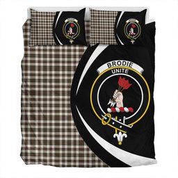 ScotsTee Shop Scottish Brodie Black & White Weathered Clan Badge Tartan Bedding Set Circle Style