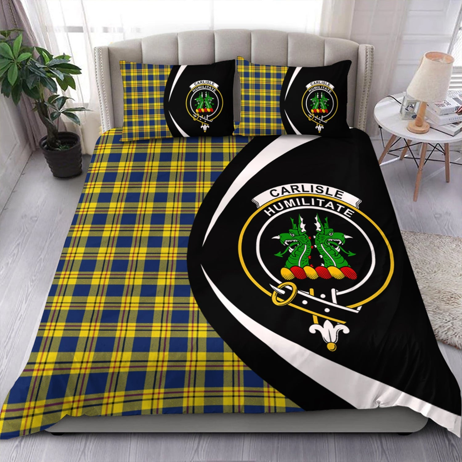 ScotsTee Shop Scottish Carlisle (Carlill) Modern Clan Badge Tartan Bedding Set Circle Style