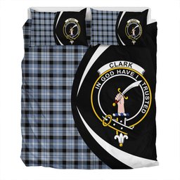ScotsTee Shop Scottish Clark Ancient Clan Badge Tartan Bedding Set Circle Style