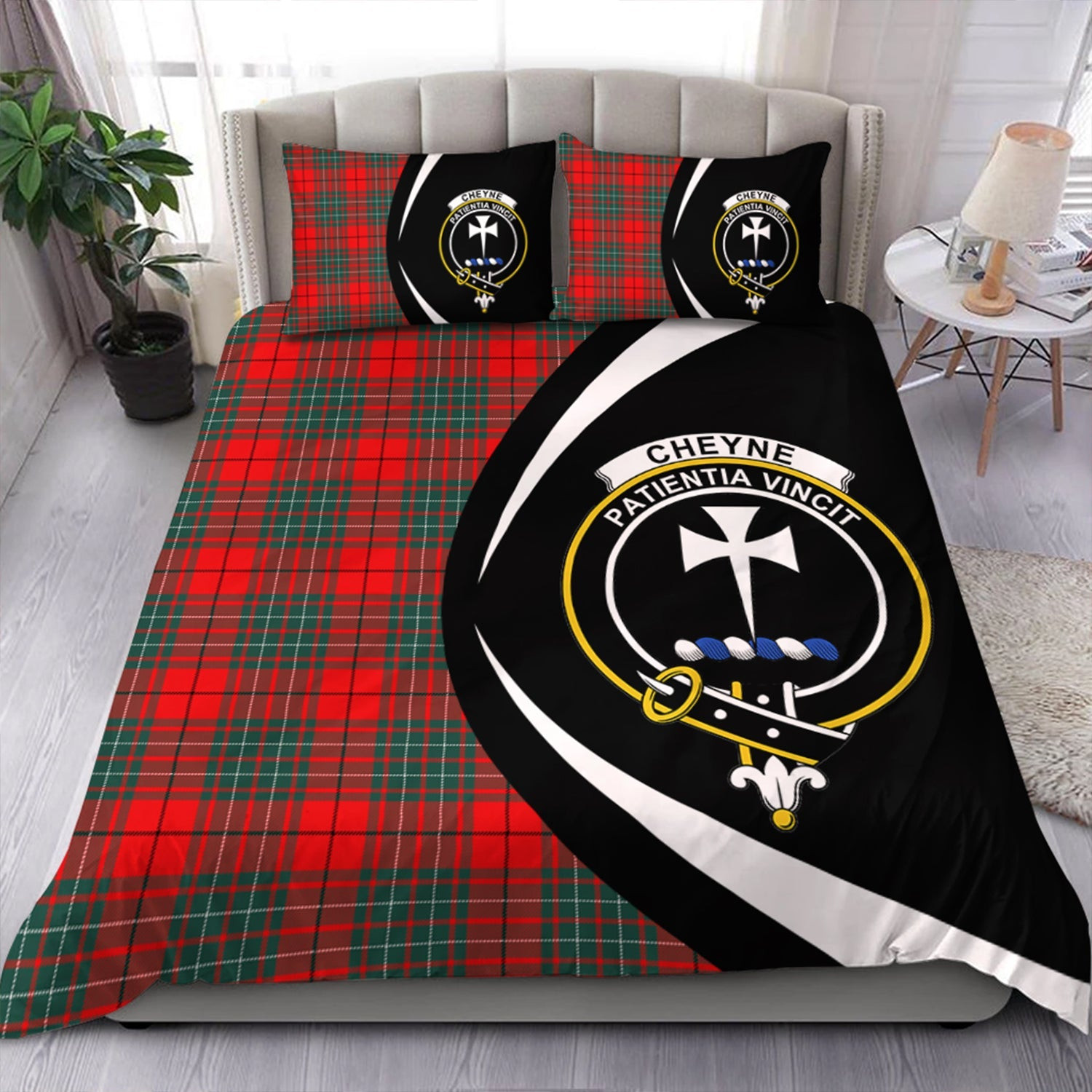 ScotsTee Shop Scottish Cheyne Clan Badge Tartan Bedding Set Circle Style