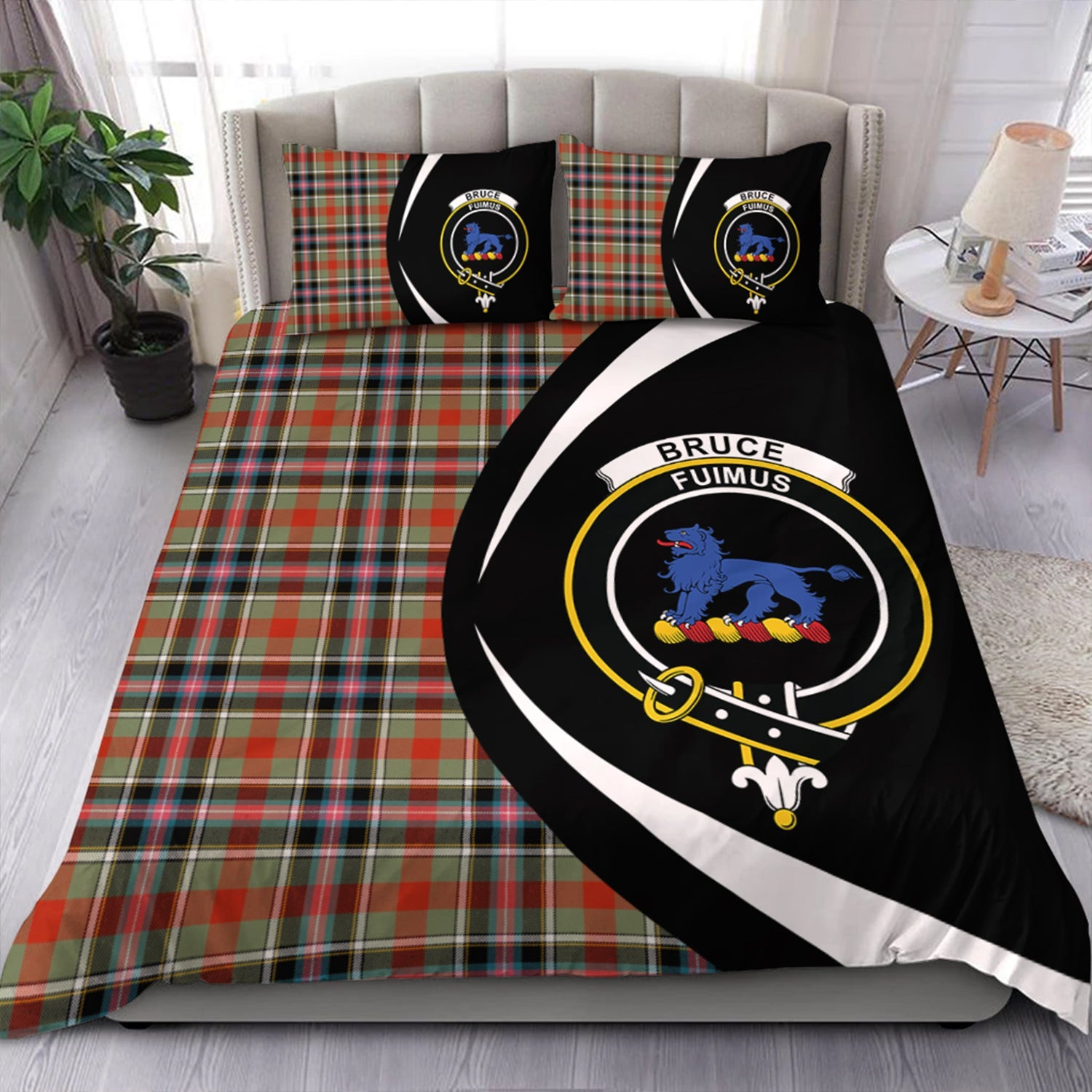 ScotsTee Shop Scottish Bruce of Kinnaird Ancient Clan Badge Tartan Bedding Set Circle Style
