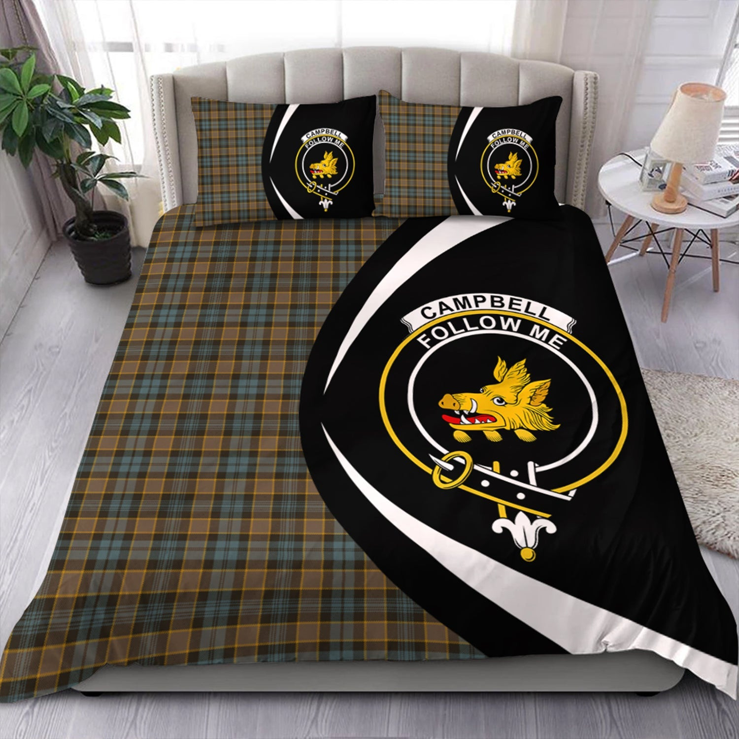 ScotsTee Shop Scottish Campbell of Breadalbane Weathered 2 Clan Badge Tartan Bedding Set Circle Style