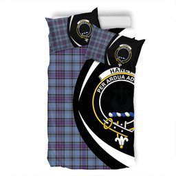 ScotsTee Shop Scottish Haney Blue Weathered Clan Badge Tartan Bedding Set Circle Style
