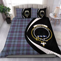 ScotsTee Shop Scottish Haney Blue Weathered Clan Badge Tartan Bedding Set Circle Style