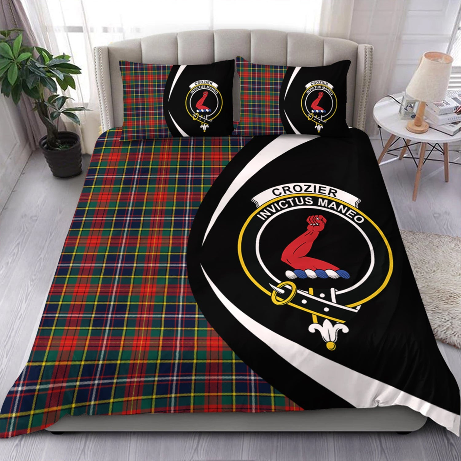 ScotsTee Shop Scottish Crozier Modern Clan Badge Tartan Bedding Set Circle Style