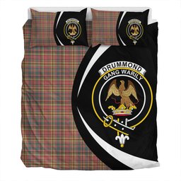 ScotsTee Shop Scottish Drummond of Strathallan Weathered Clan Badge Tartan Bedding Set Circle Style