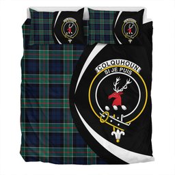 ScotsTee Shop Scottish Colquhoun (Cowans) Modern Clan Badge Tartan Bedding Set Circle Style