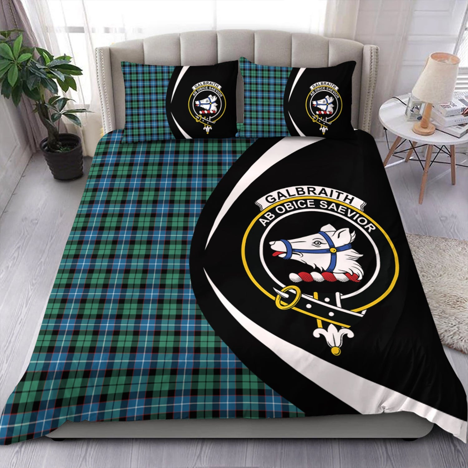 ScotsTee Shop Scottish Galbraith Ancient Clan Badge Tartan Bedding Set Circle Style