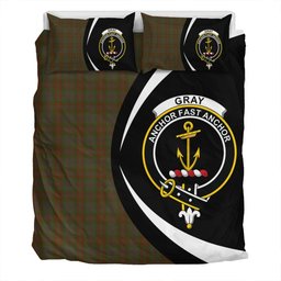 ScotsTee Shop Scottish Gray Clan Badge Tartan Bedding Set Circle Style