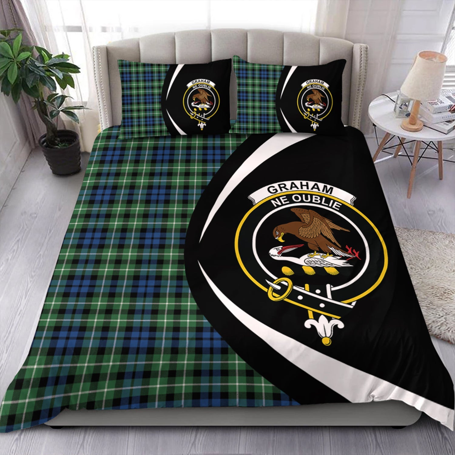 ScotsTee Shop Scottish Graham of Montrose Modern Clan Badge Tartan Bedding Set Circle Style