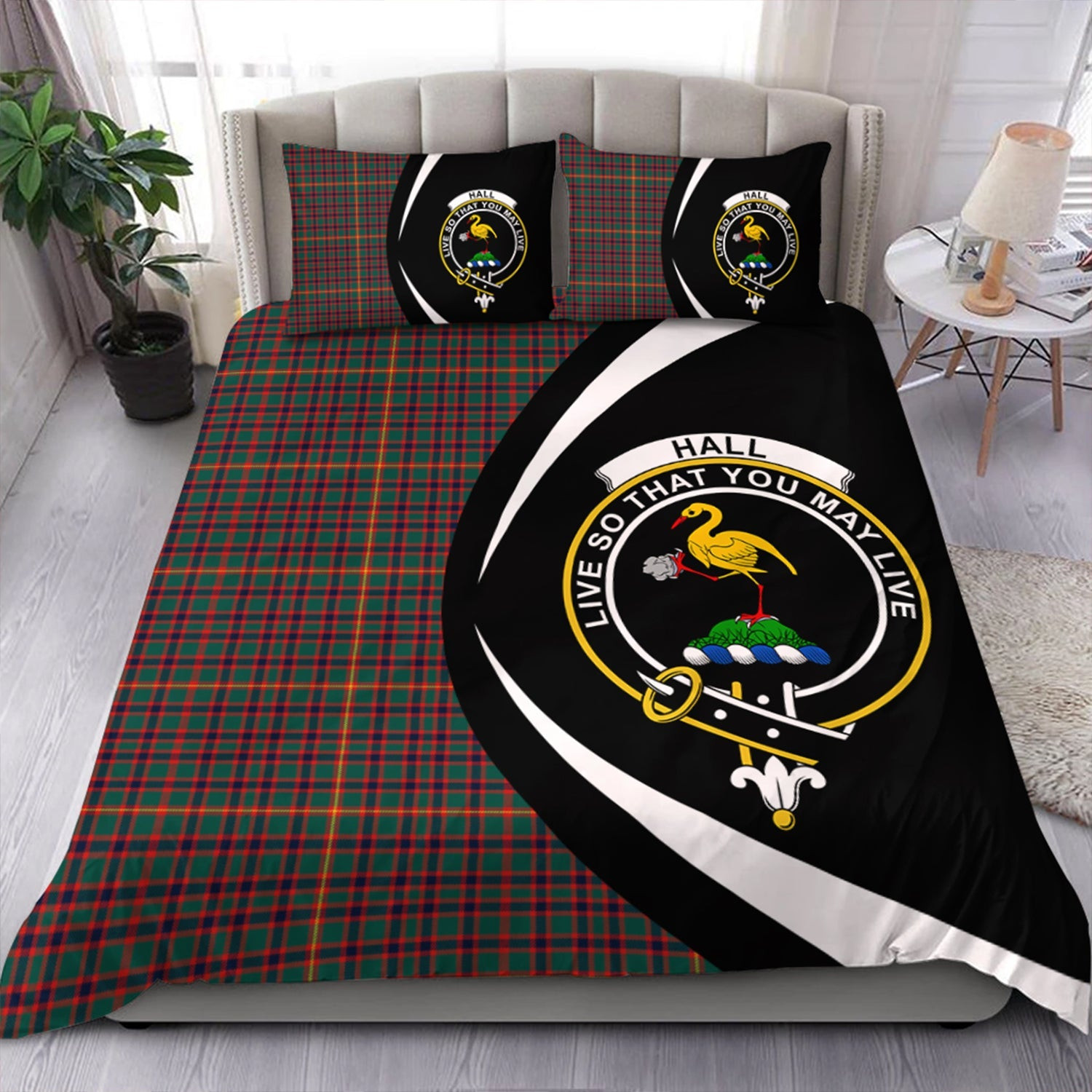 ScotsTee Shop Scottish Hall Modern Clan Badge Tartan Bedding Set Circle Style