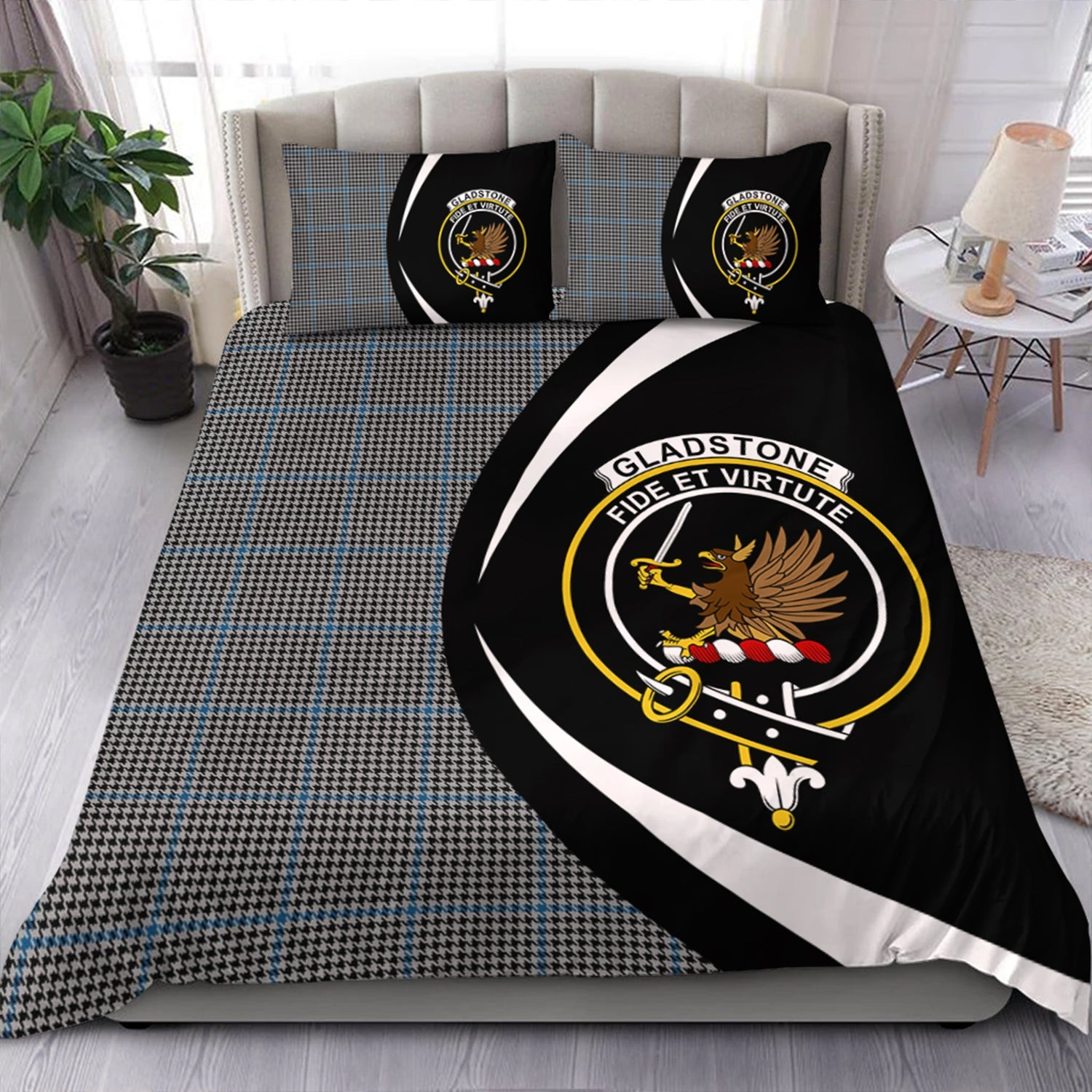 ScotsTee Shop Scottish Gladstone Clan Badge Tartan Bedding Set Circle Style