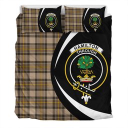 ScotsTee Shop Scottish Hamilton of Brandon Weathered Clan Badge Tartan Bedding Set Circle Style