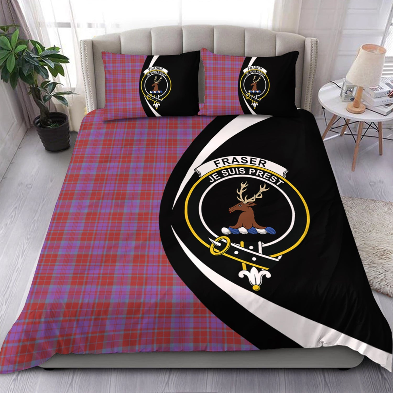 ScotsTee Shop Scottish Fraser of Reelig Ancient Clan Badge Tartan Bedding Set Circle Style