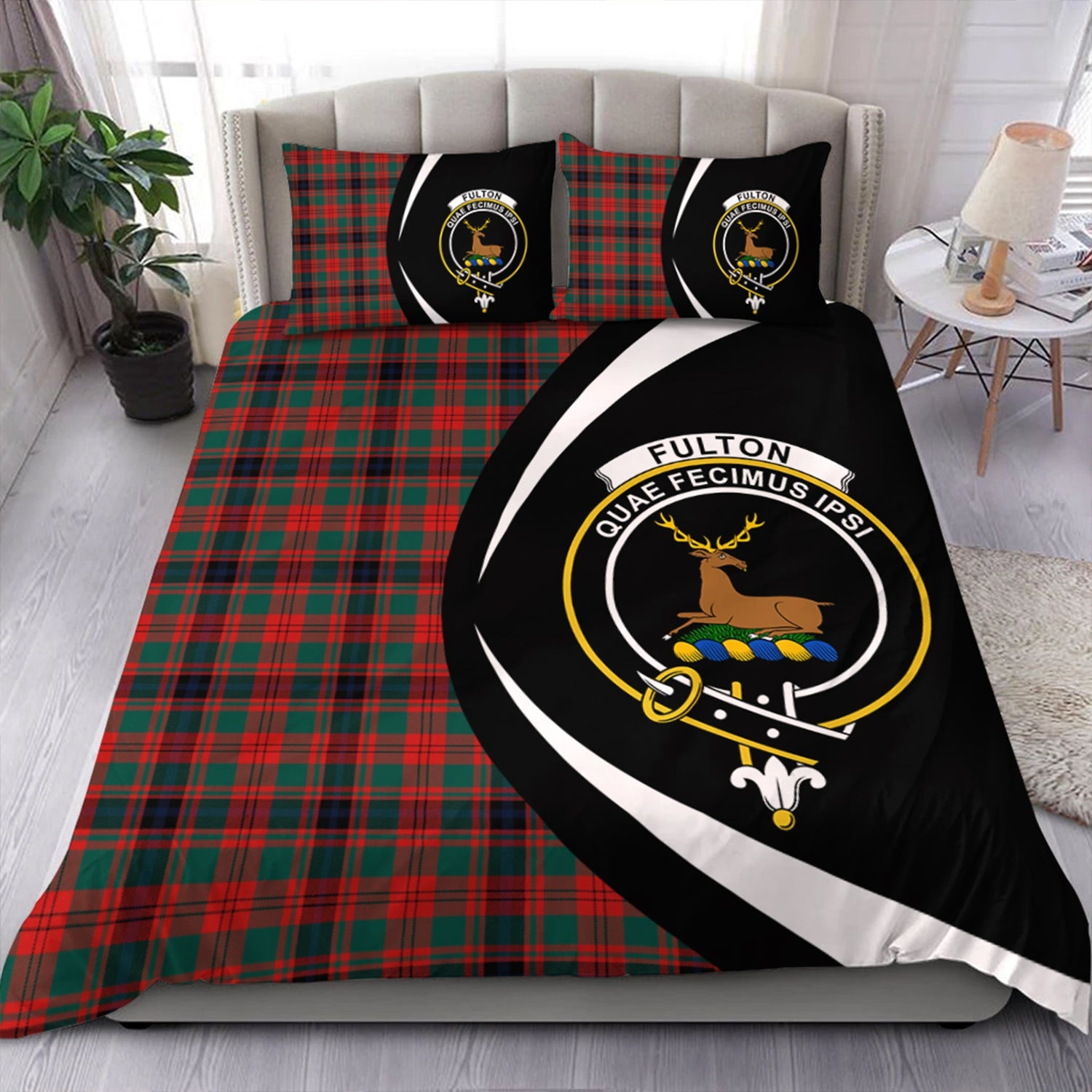ScotsTee Shop Scottish Fulton 1999 Modern Clan Badge Tartan Bedding Set Circle Style